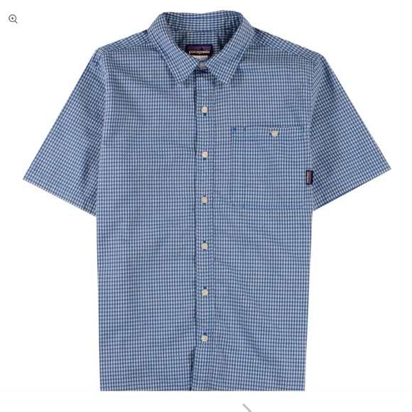 Patagonia Other - Patagonia Men’s Puckerware Shirt Blue Check Size M Short Sleeve Button Up